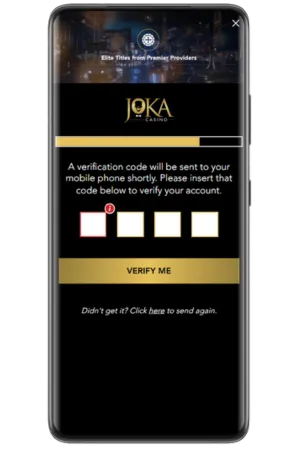 Phone verification code entry JokaRoom Australia login