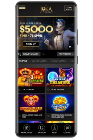 Official website homepage login and register button JokaRoom