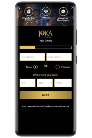 Personal information form step JokaRoom vip login