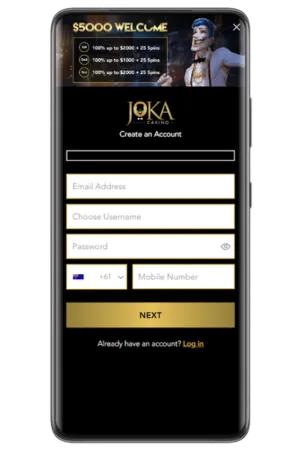 Registration form basic details JokaRoom casino login