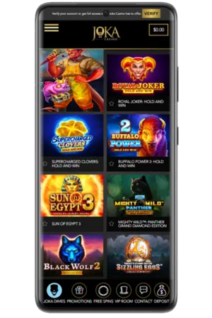 Success confirmation dashboard screen JokaRoom casino login